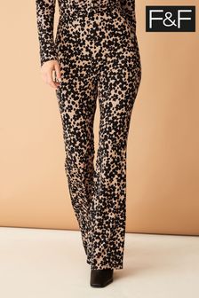F&F Brown Leopard Print Kickflare Trousers (T11733) | €22
