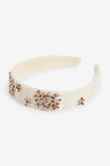 Cream Jewel Embellished Structured Headband (T12342) | CA$29