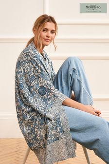 Navy Blue/White Morris & Co. Floral Print Kimono (T12343) | $46