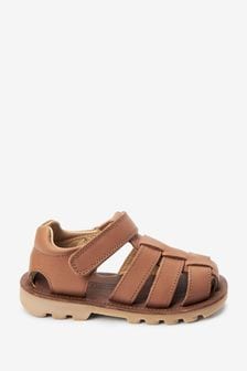 Светло-коричневый - Кожаные сандалии (T12396) | €14 - €16