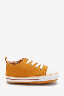 Ochre Yellow Baby Lace-Up Pram Trainers (0-24mths) (T12410) | $12
