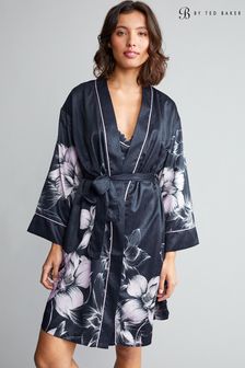 B by Ted Baker Navy Blue/Lilac Purple Jacquard Spot Satin Dressing Gown (T12486) | CHF 63