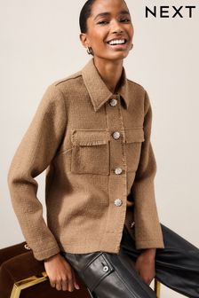 Maro - Cămașa tip jachetă din tricot boucle (T12555) | 329 LEI