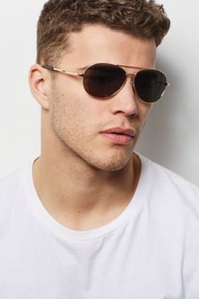 Gold Tone Pilot Sunglasses (T12810) | kr147