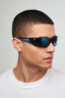 Blue/Black Wrap Sunglasses (T12939) | kr164