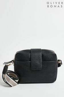 Oliver Bonas Womens Black Eve  Beige Strap Crossbody Bag (T13043) | $110