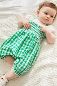 Green Gingham Baby 2 Piece Dungarees And Bodysuit Set (0mths-2yrs) (T13068) | €10 - €11