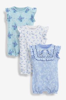 Blue Floral 3 Pack Rompers (0mths-3yrs) (T13228) | NT$710 - NT$800