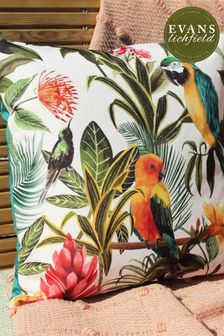 Evans Lichfield Multi/Teal Blue Parrots Outdoor Polyester Filled Cushion (T13260) | €22
