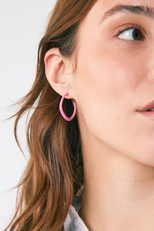 Pink Matte Hoop Earrings (T13326) | ₪ 23