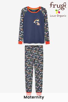 Frugi Navy Organic Star and Husky Christmas Pyjamas
