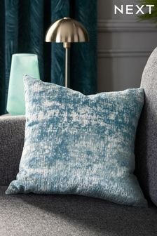 Aqua Blue Natural Velvet Texture Abstract Cushion (T13934) | ₪ 98