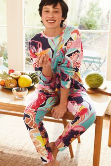 Purple/Pink Floral Cotton Pyjamas (T14513) | $36