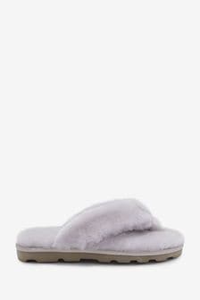 Grey Collection Luxe Shearling Fur Toe Thong Slippers (T14745) | 16 €