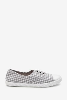 Grey Gingham Slip On Canvas Shoes (T14936) | €17