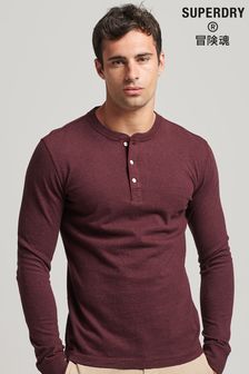 Superdry Red Organic Cotton Long Sleeve Henley Top (T15069) | 40 €