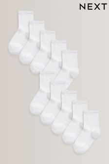 White 10 Pack Cotton Rich School Ankle Socks (T15446) | €14 - €15
