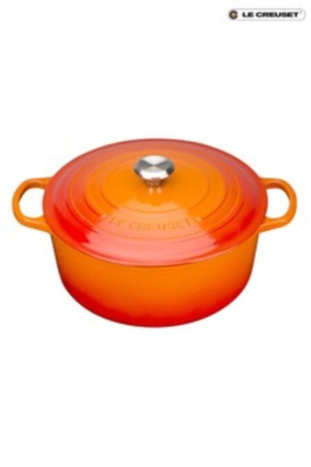 Le Creuset Volcanic Orange Signature Cast Iron Round Casserole Dish 24cm Meringue (T15562) | €368
