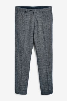 Blue/Brown Slim Fit Check Suit: Trousers (T15659) | €27