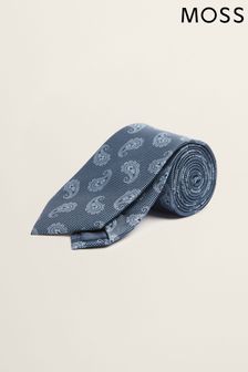 Moss Navy Blue Tonal Paisley Silk Tie (T16007) | ₪ 140