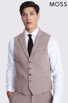 Moss Slim Fit Stone Donegal Suit: Waistcoat (T16020) | 39 BD