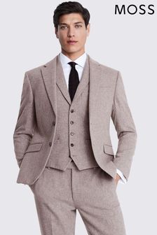 MOSS Stone Grey Slim Fit Donegal Tweed Suit Jacket (T16021) | SGD 308