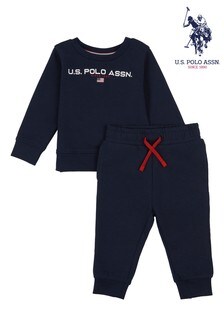 U.S. Polo Assn. Blue Sport Crew And Joggers Set