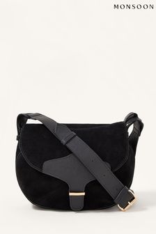 Monsoon Black Suede Shanie Saddle Bag (T16212) | HK$504