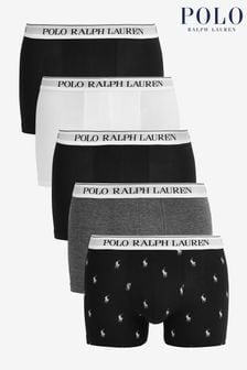 Noir/blanc - Polo Ralph Lauren boxers classiques en coton stretch lot de 5 (T16277) | €82