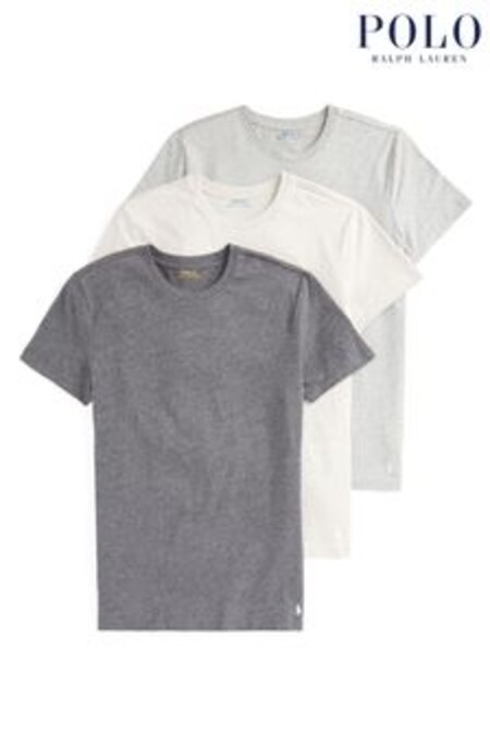 Gris - Lot de 3 t-shirts Polo Ralph Lauren à manches courtes et col ras du cou (T16450) | €51