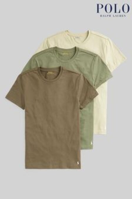 Verts - Lot de 3 t-shirts Polo Ralph Lauren à manches courtes et col ras du cou (T16451) | €51