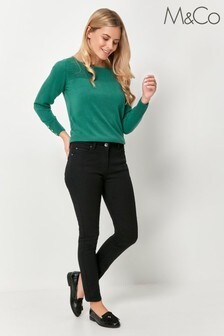 Czarne bardzo miękkie jeansy M&Co Petite o dopasowanym kroju (T16641) | 152 zł