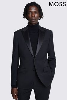 MOSS Black Tailored Fit Performance Peak Tuxedo Suit Jacket (T16781) | €239