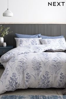 Blue Floral 100% Cotton Printed Duvet Cover and Pillowcase Set (T16855) | €18 - €47