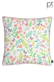 כרית במילוי נוצות של Prestigious Textiles דגם Secret Garden בהדפס פרחוני בצבע ורוד Candyfloss