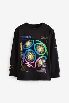  (T18734) | HK$75 - HK$116 黑色足球 - 圖案長袖T恤 (3-16歲)