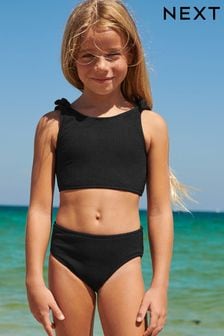 Schwarz - Strukturierter Bikini mit Bindedetail an der Schulter (3-16yrs) (T18760) | 19 € - 25 €