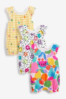 Bright Floral/Gingham 3 Pack Rompers (0mths-3yrs) (T18797) | €18.50 - €21.50