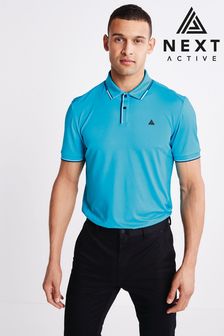 Light Blue Textured Next Active Sports Polo Shirt (T18804) | CHF 24