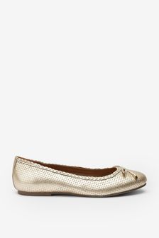 Gold Leather Weave Ballerinas (T18831) | ₪ 130