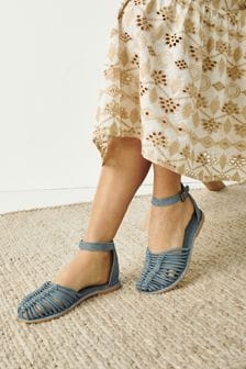 Blue Ankle Strap Huarache Sandals (T18832) | 84 zł