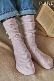 Pure Collection Pink Cashmere Blend Bed Socks (T18905) | €62