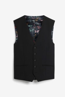 Black Wool Blend Waistcoat (T19118) | kr579
