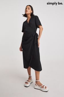 Simply Be Wrap Midi Black Shirt Dress (T19200) | 49 €