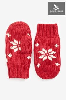 The Little Tailor Childrens Red Christmas Snowflake Fairisle Mittens Gloves (T19332) | $20