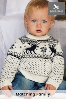 Krémová - Vánoce svetr se vzorem fair-isle a sobem The Little Tailor Baby (T19335) | 1 030 Kč