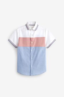 Pink/Blue Short Sleeve Colourblock Shirt (3-16yrs) (T19438) | €17.50 - €24