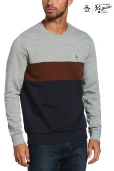Original Penguin Mens Grey Knt Ls Colorblock Sweatshirt (T19695) | 87 €