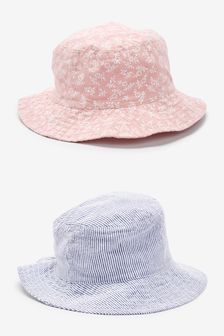 Pink/Chambray 2 Pack Bucket Hats (3mths-6yrs) (T19742) | €10 - €11