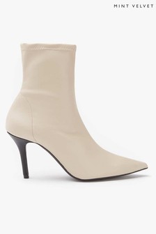 Mint Velvet Sian Beige Pointed Ankle Boots